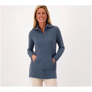 Barefoot Dreams Cozychic Lite Half Zip Tunic Sweater - Gray M